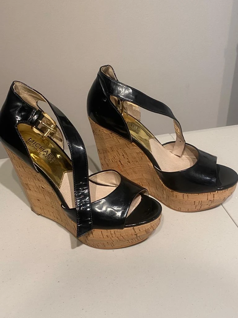 Michael Kors black cork wedge size 6