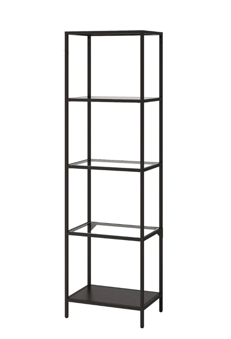 Tall shelf unit with glass shelves