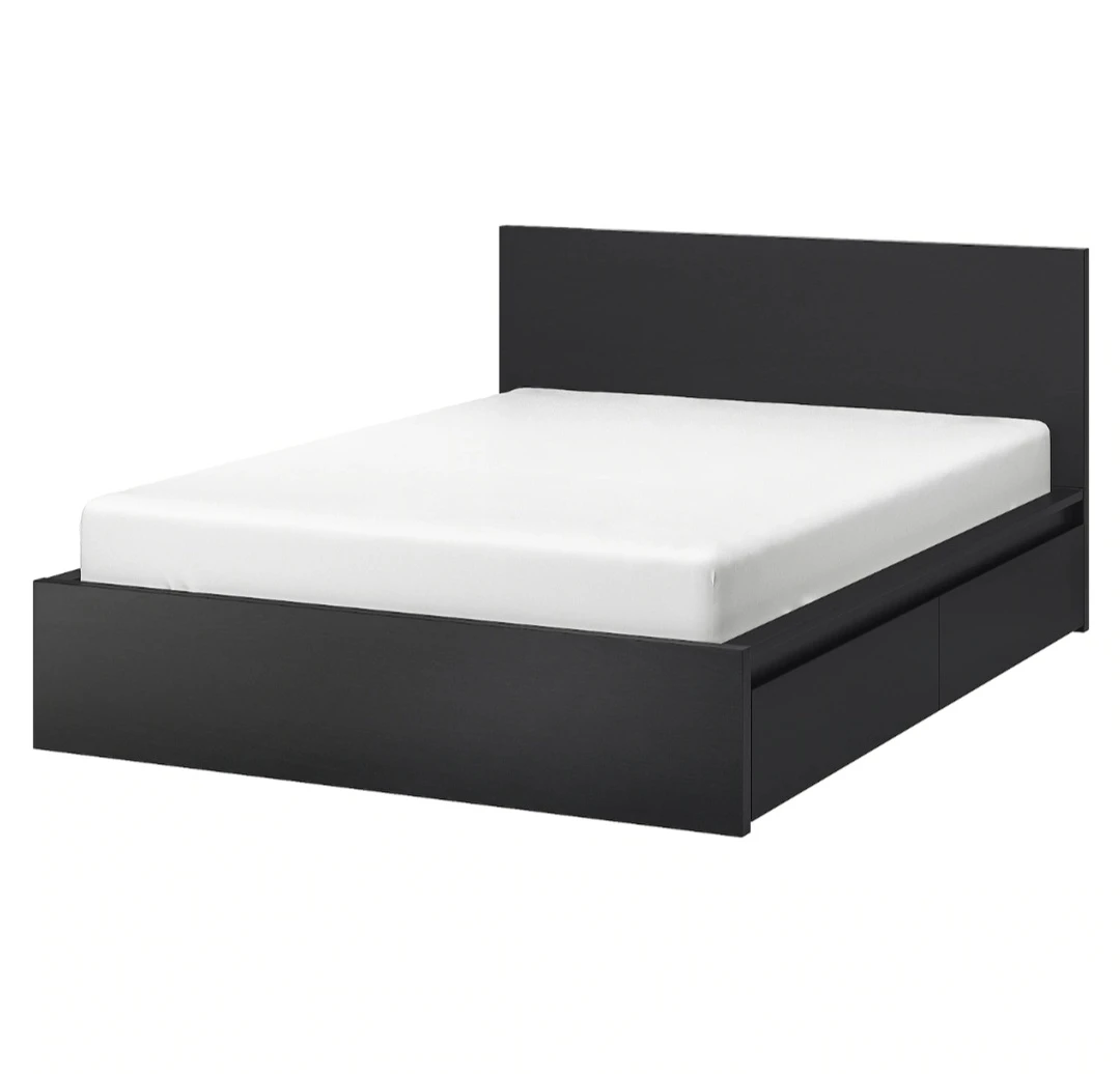 High frame bed, mattress included.