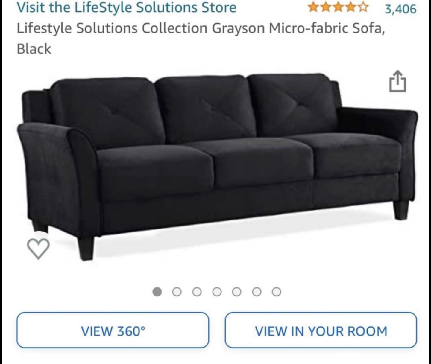 Grayson Micro-Fiber 3-Seat Sofa Like New - photo 2