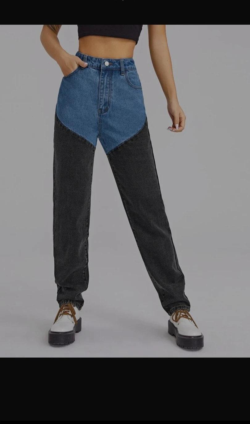 High waisted colour block Jeans image indicator(2)
