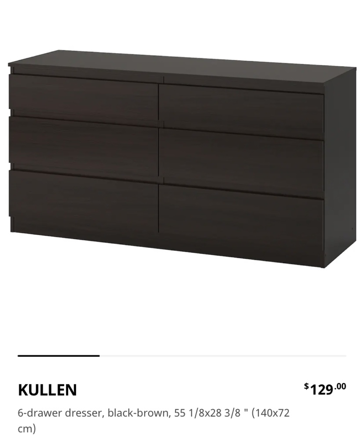 IKEA kullen 6 drawer dresser 