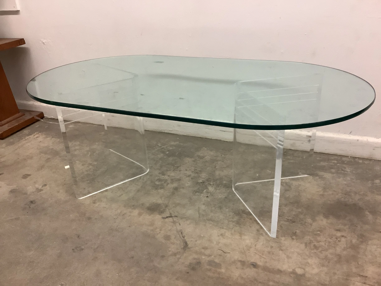 Glass Top Acrylic Leg Coffee Table + Free Delivery