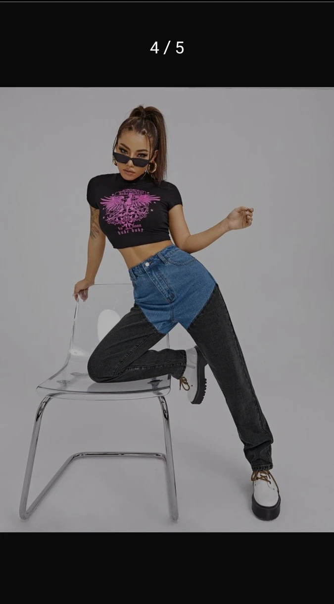 High waisted colour block Jeans image indicator(5)