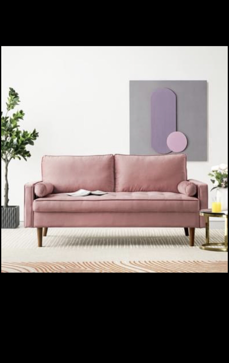 Gasaway 69.7" Square Arm Loveseat Pink colure - photo 2