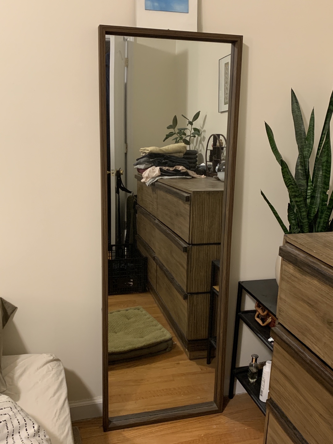 Wood frame floor mirror