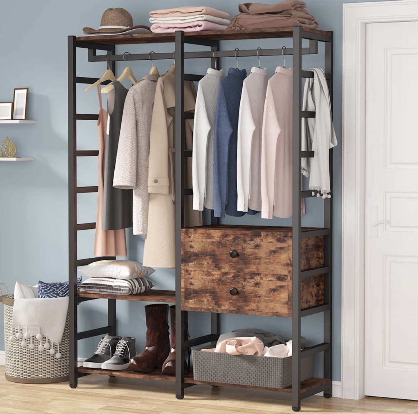 Free-standing Closet organizer, Heavy Duty Clothes Rack. 