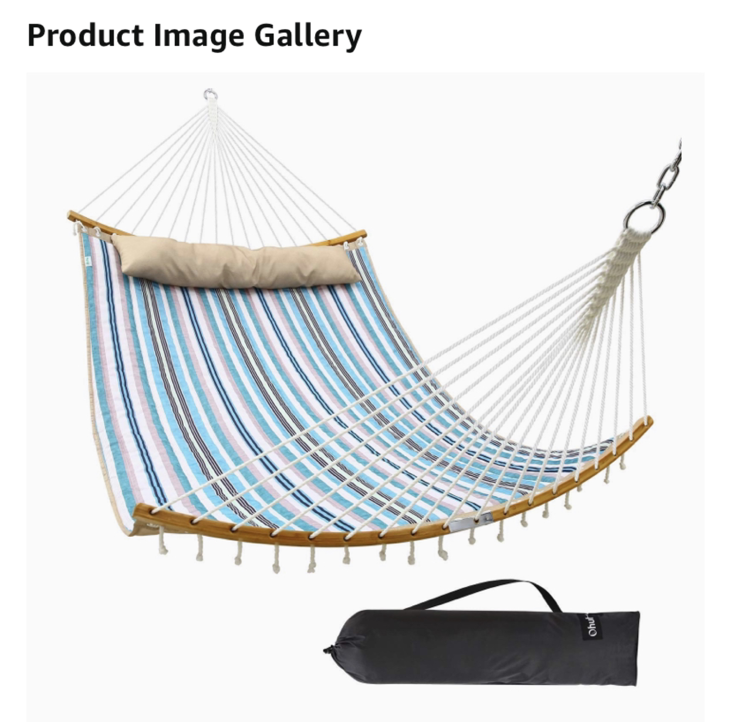 Ohuhu Double Hammock with Detachable Pillow - photo 2