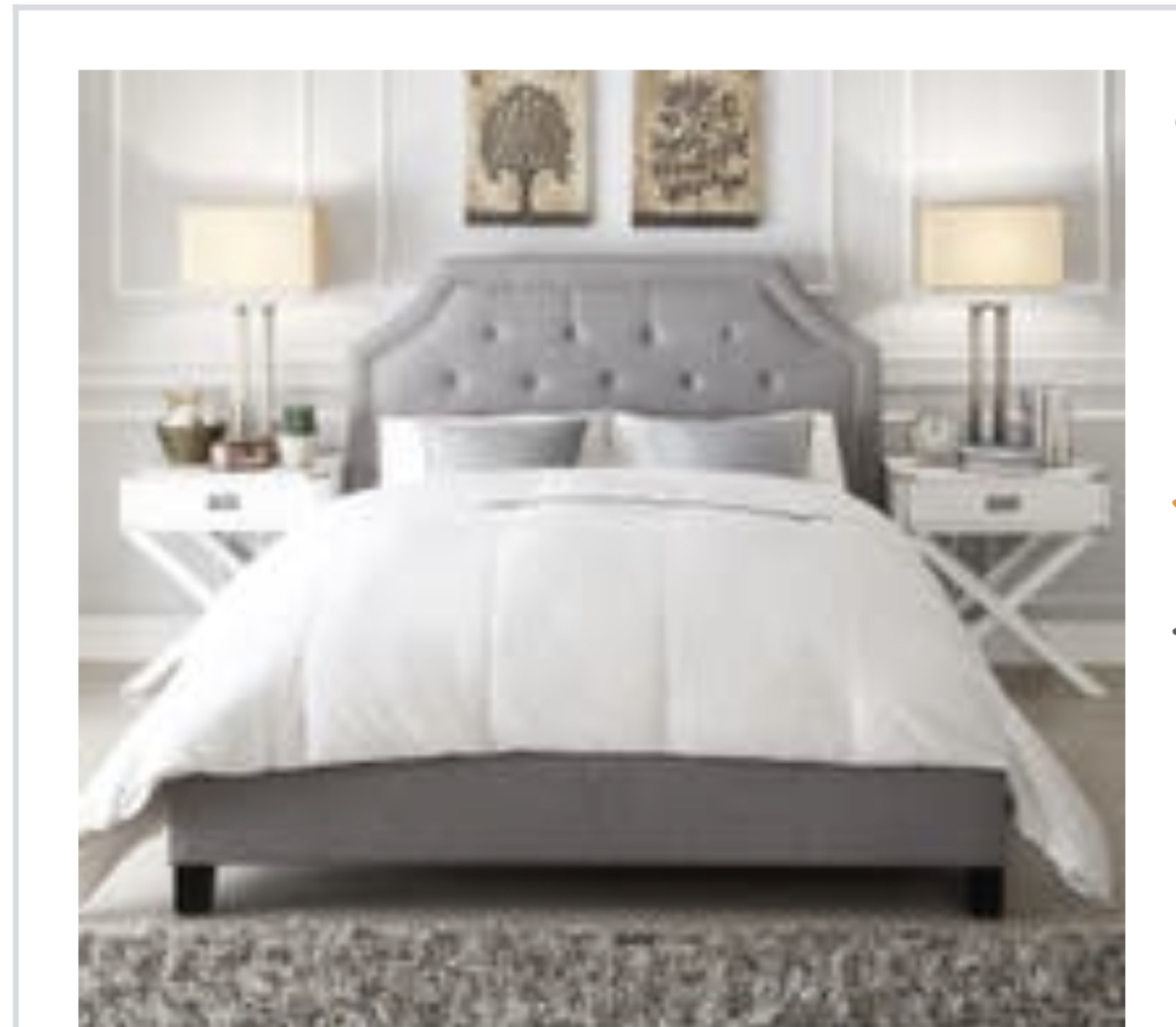 Grey Linen Tufted Bed Full Size Like new!! Excellent Condition 