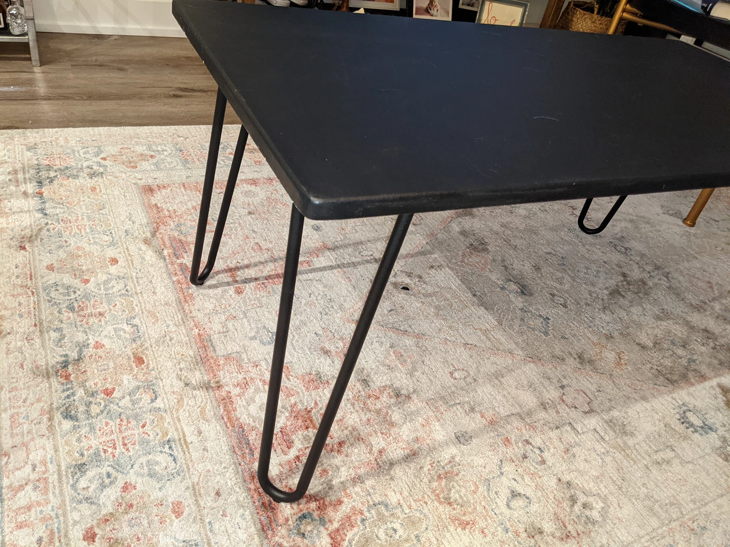 coffee table - black with hairpin legs