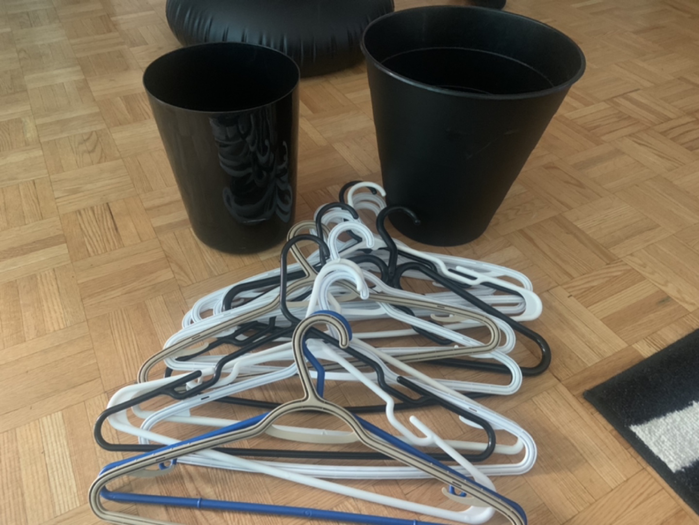 Garbage bins and hangers