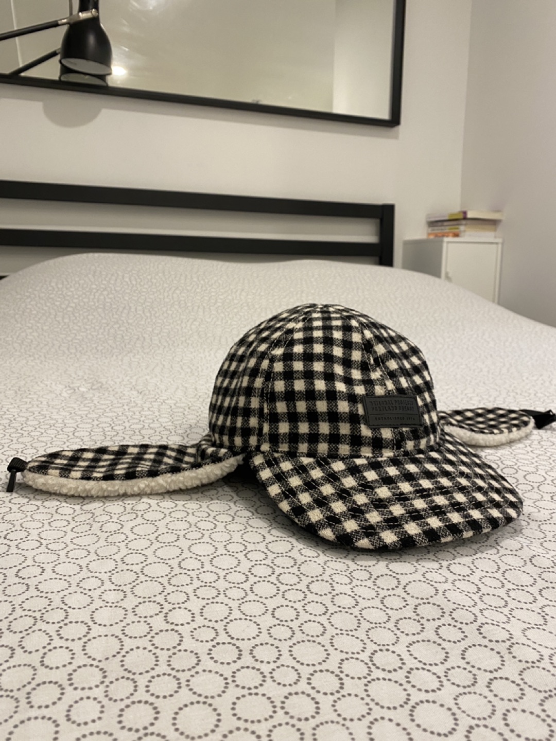 Black and White Ear Flap Unisex Hat - photo 2