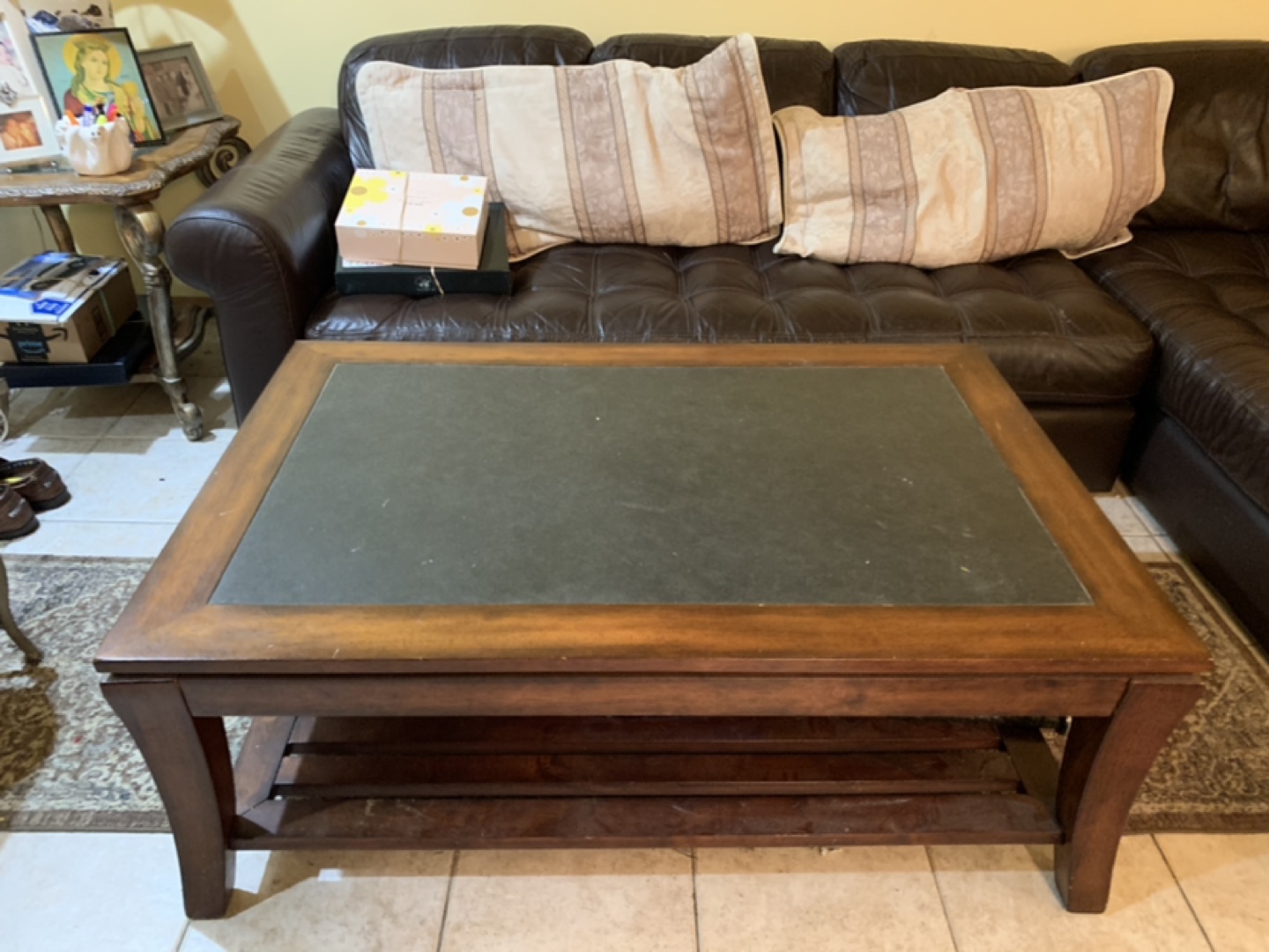 Wooden two tier coffee table and side table  - photo 2