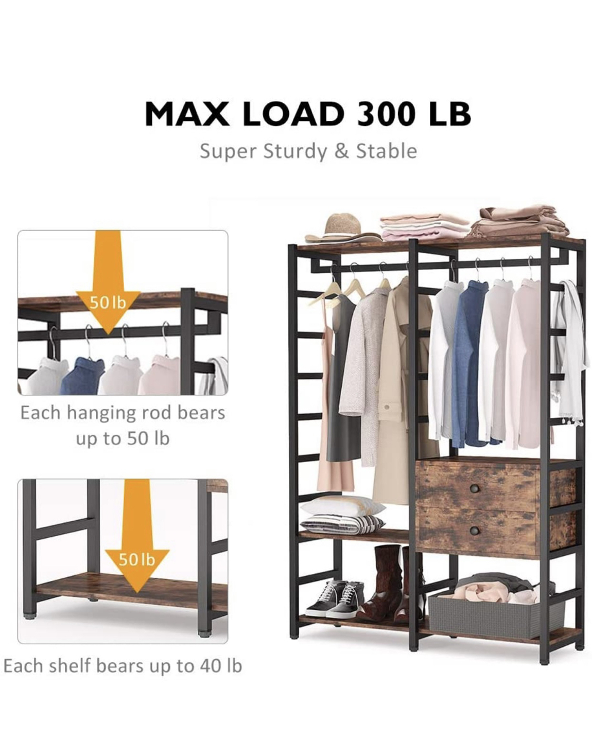 Free-standing Closet organizer, Heavy Duty Clothes Rack.  - photo 2