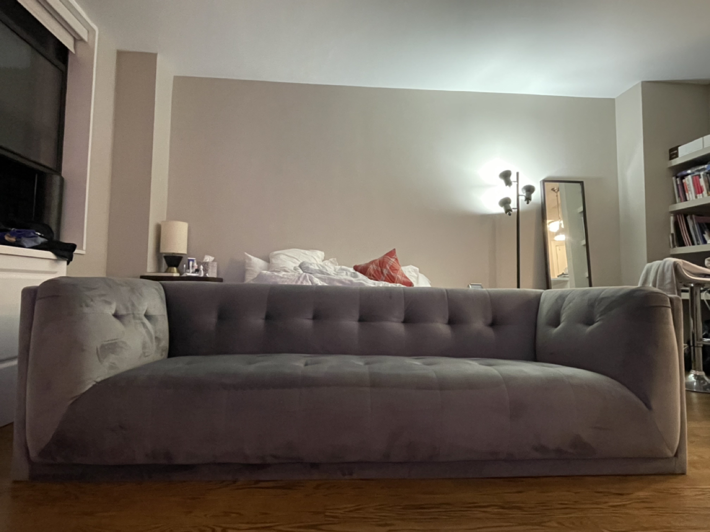 Wayfair Velvet Tuxedo Arm Sofa (Almost NEW condition) - photo 5