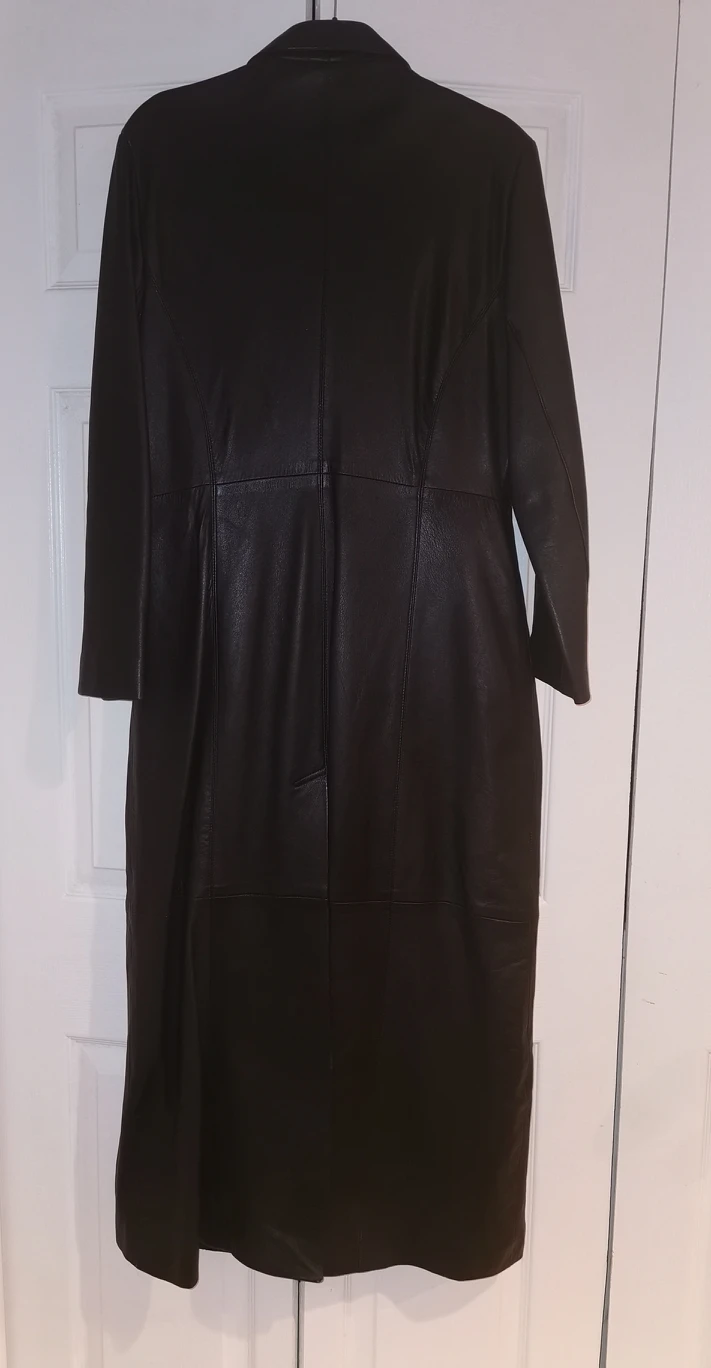 Long Black Leather Jacket image indicator(4)