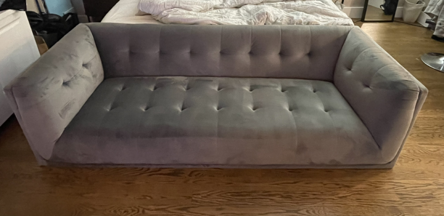 Wayfair Velvet Tuxedo Arm Sofa (Almost NEW condition)