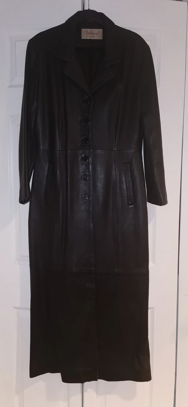 Long Black Leather Jacket image indicator(3)