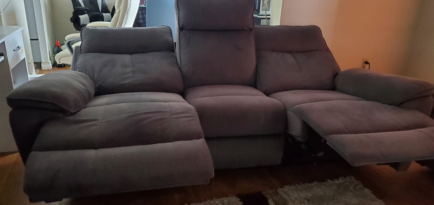Grey Recliner Couch with usb charger. - photo 4