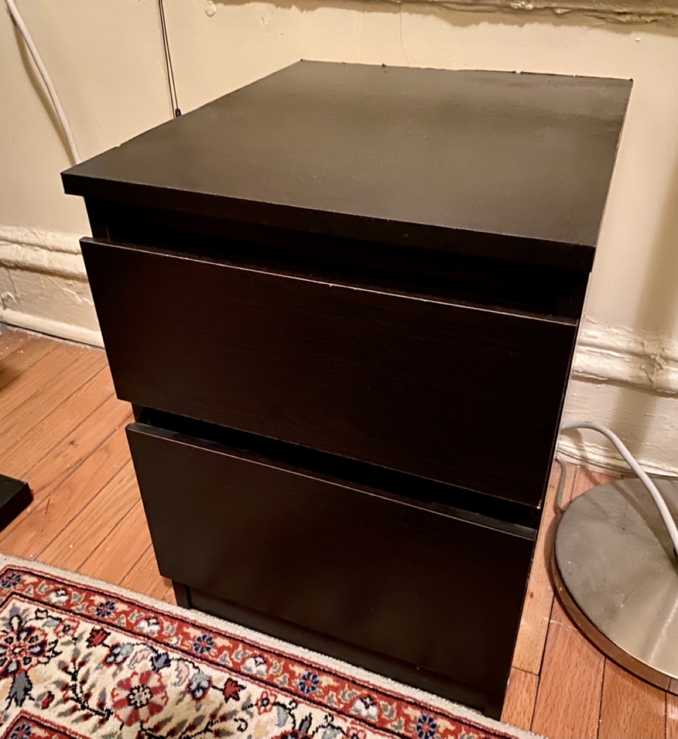 Small black 2 drawer bedside table  - photo 2