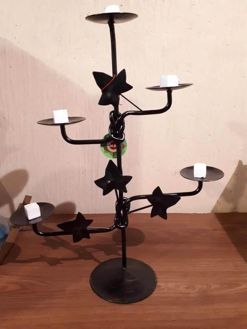 Steel Candle Holder With Maple Leaves Decoration Holds 5 Candles thumbnail