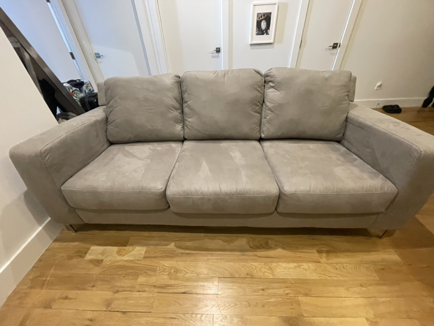 Raymour & Flanigan faux leather sofa