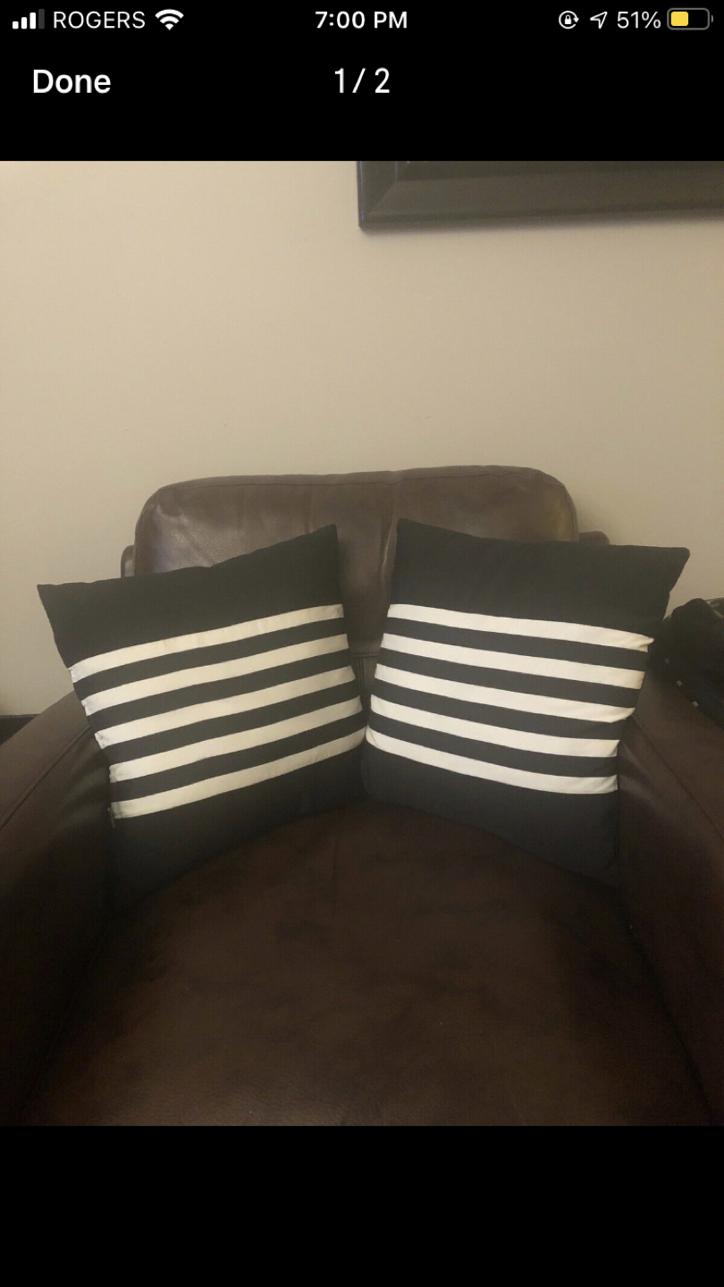 x2 Black and White Striped Decor Pillows  thumbnail