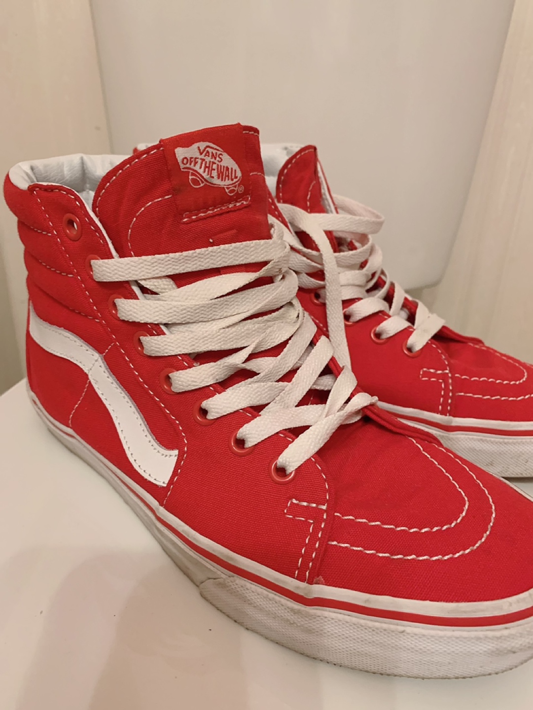 Vans sk8 hi skate shoe-racing red