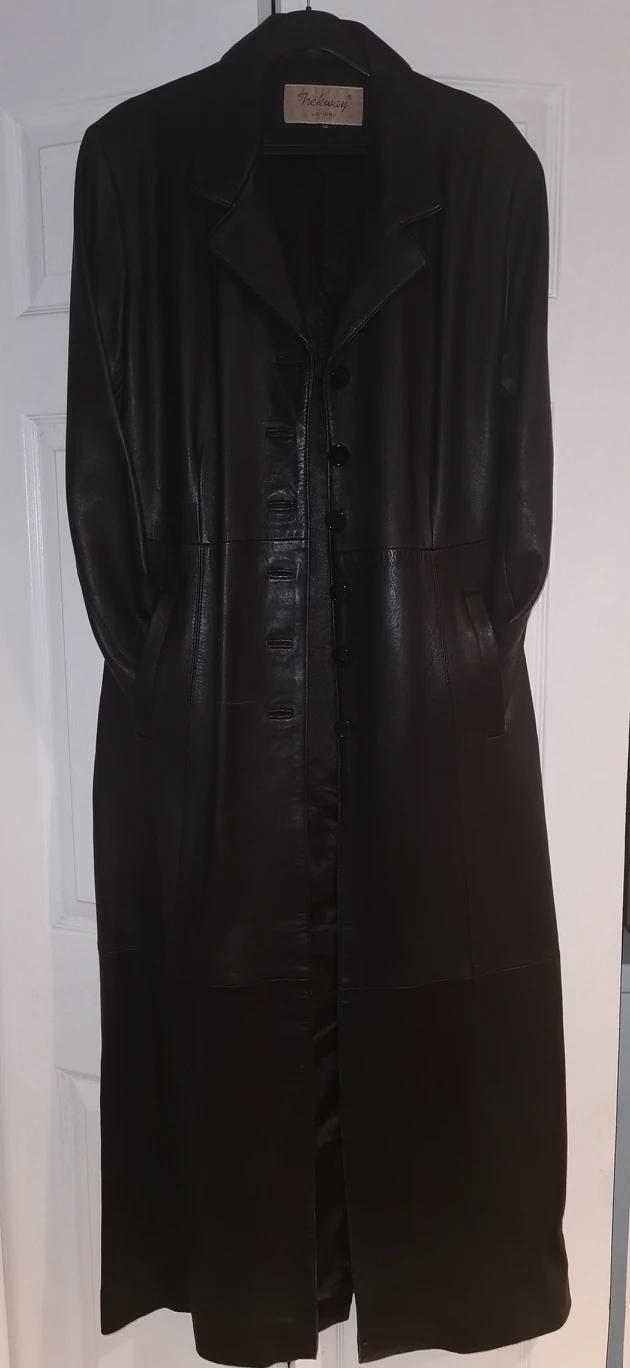 Long Black Leather Jacket image indicator(2)