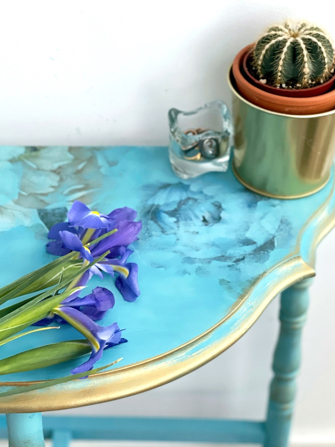 Floral Solid Wood Half Moon Table thumbnail