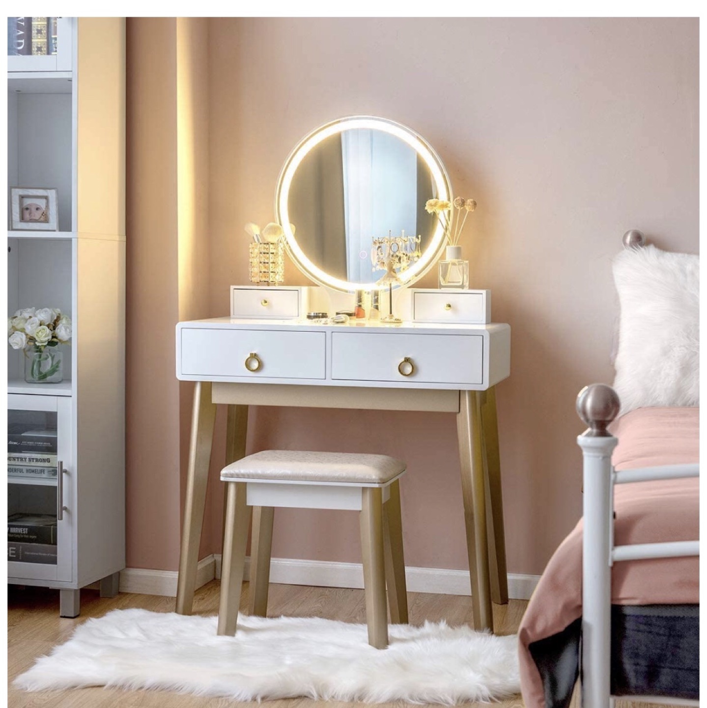 Vanity with light mirror