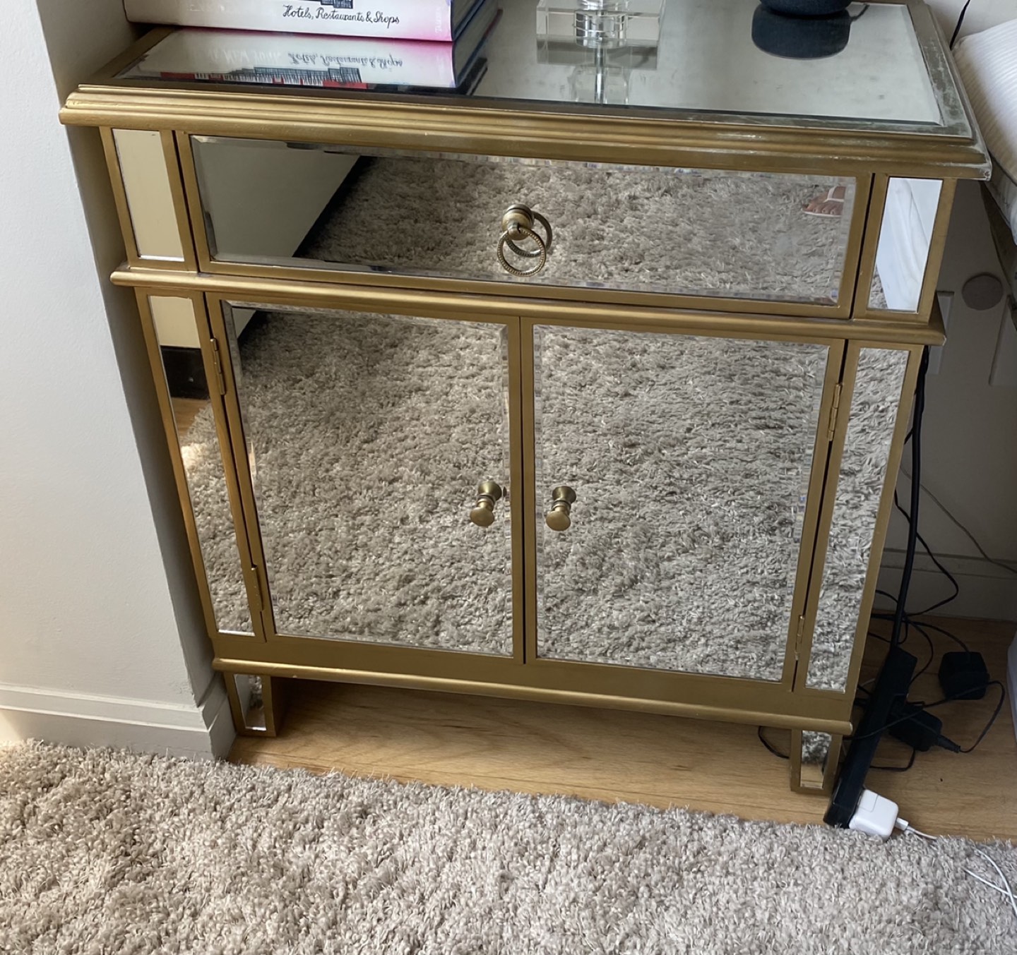 Best Master Drawer Engineered Wood Accent Stand, Gold Mirrored - photo 2