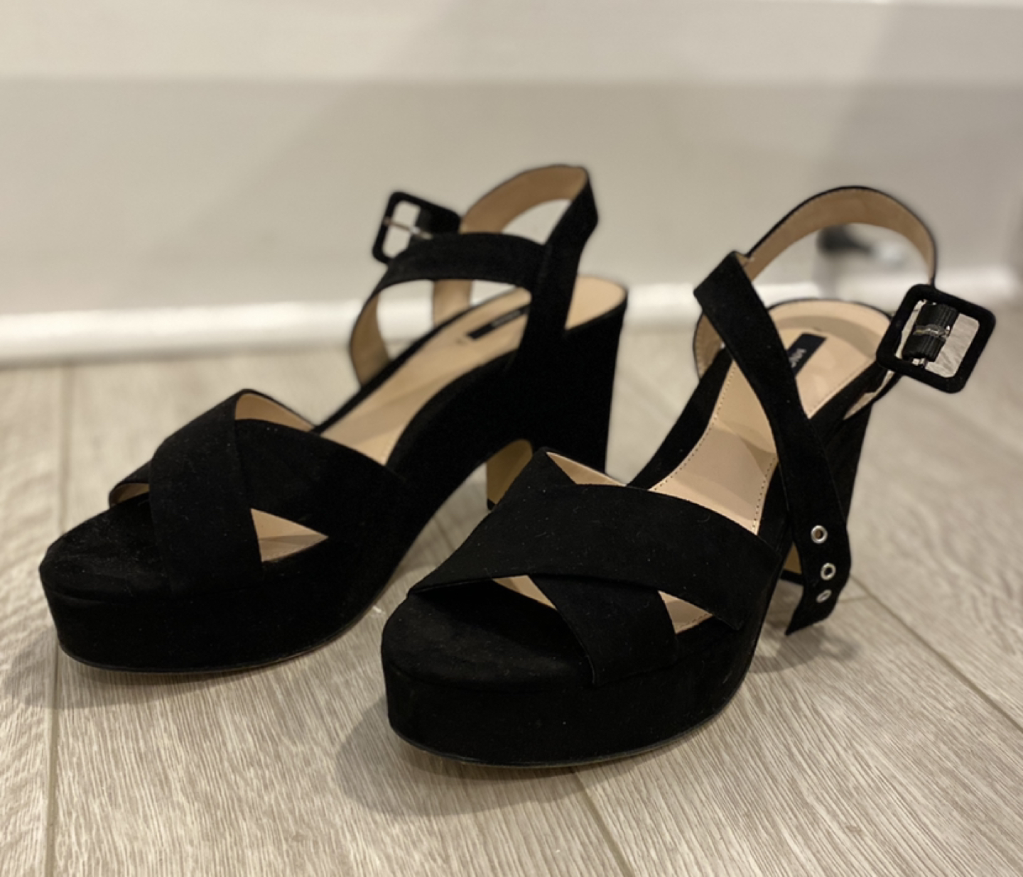 Ankle-Wrap Black Sandals / Platform (Size: US 7.5 / EUR 38) - photo 3