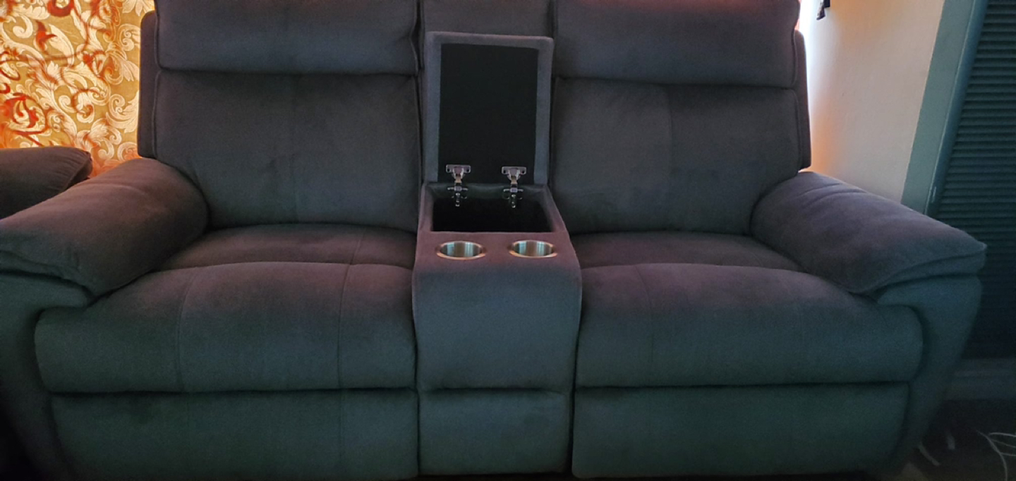 Grey Recliner Couch with usb charger. - photo 3