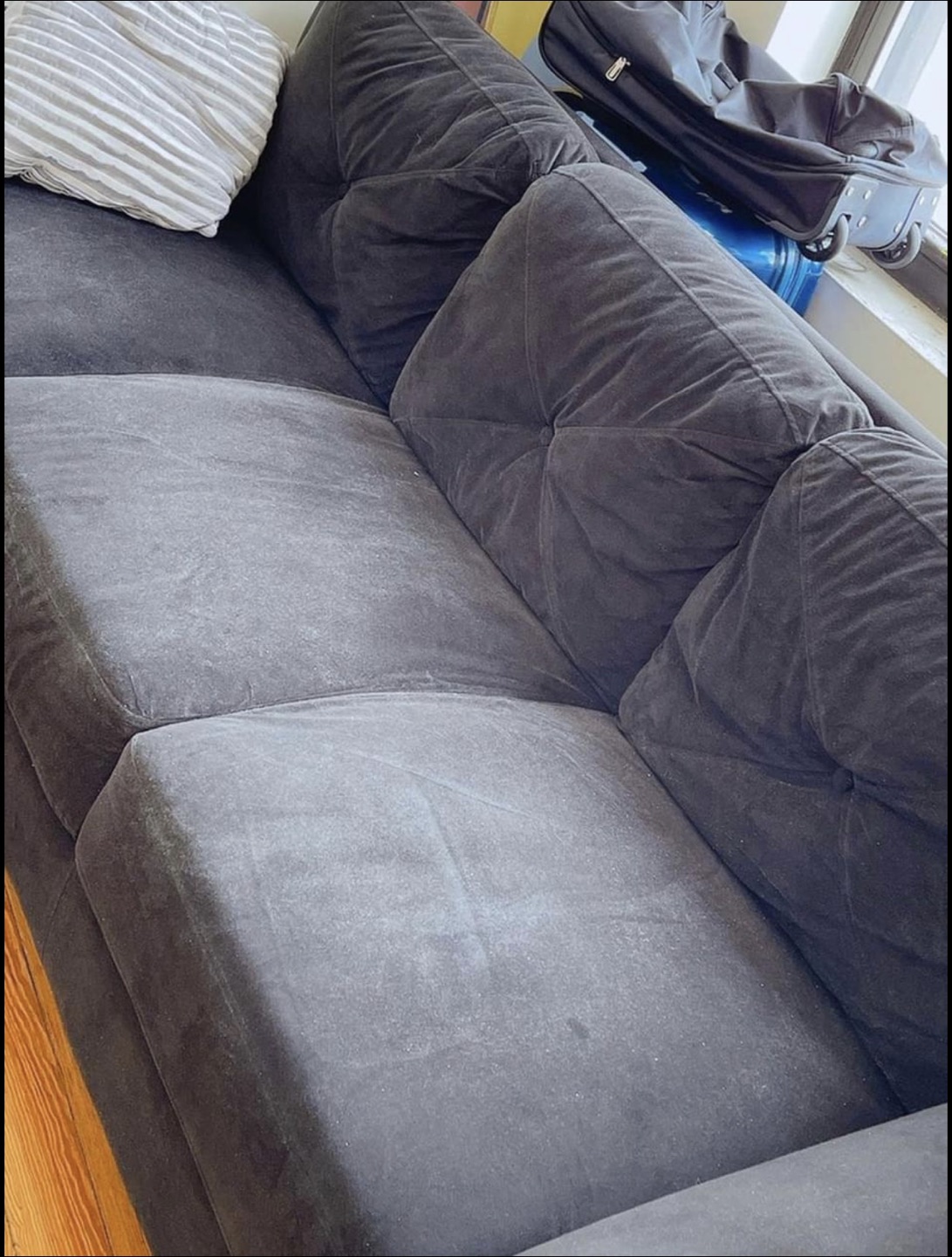 Grayson Micro-Fiber 3-Seat Sofa Like New - photo 5