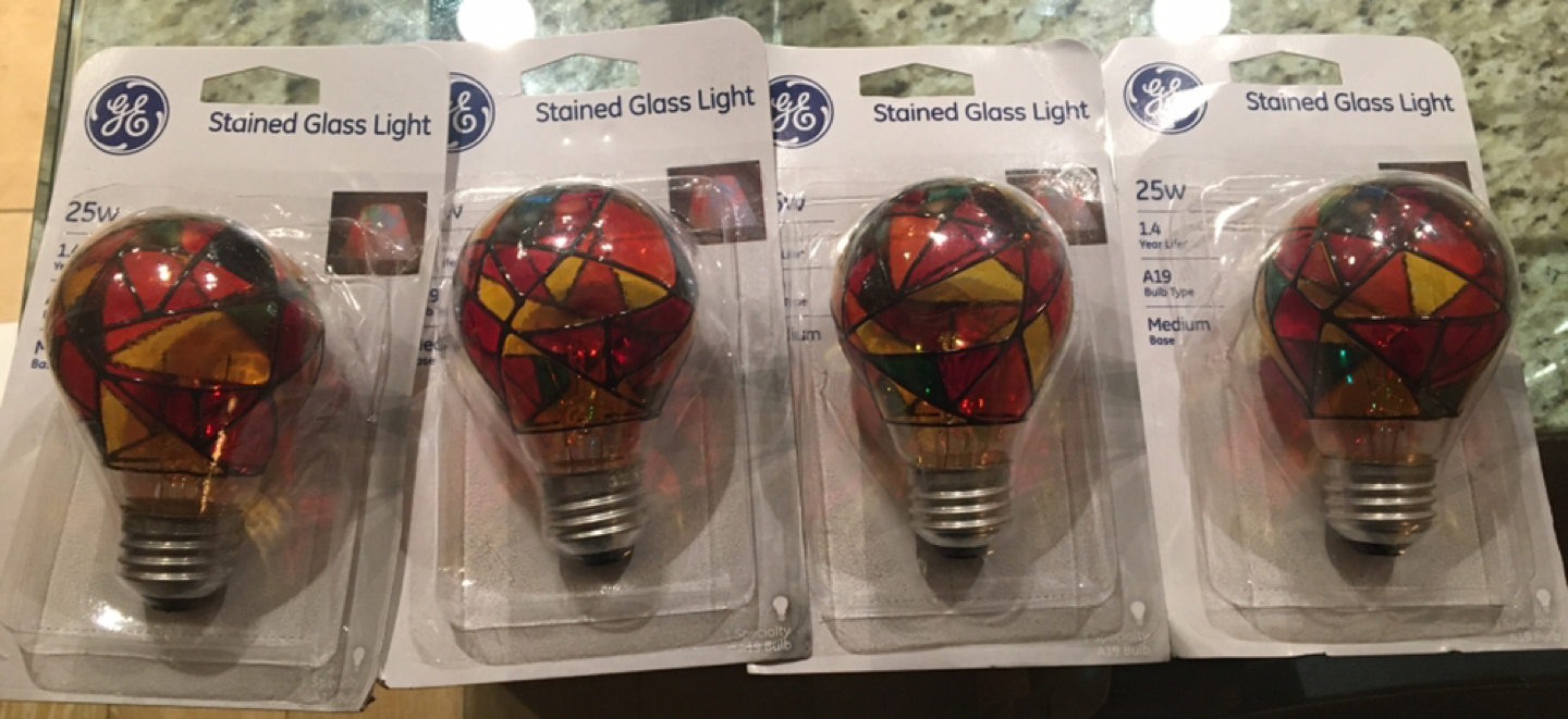 BRAND NEW GE Stained Glass Light Bulb