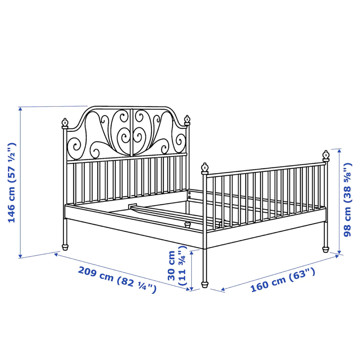 Bed frame and slatted base, queen size  - photo 4
