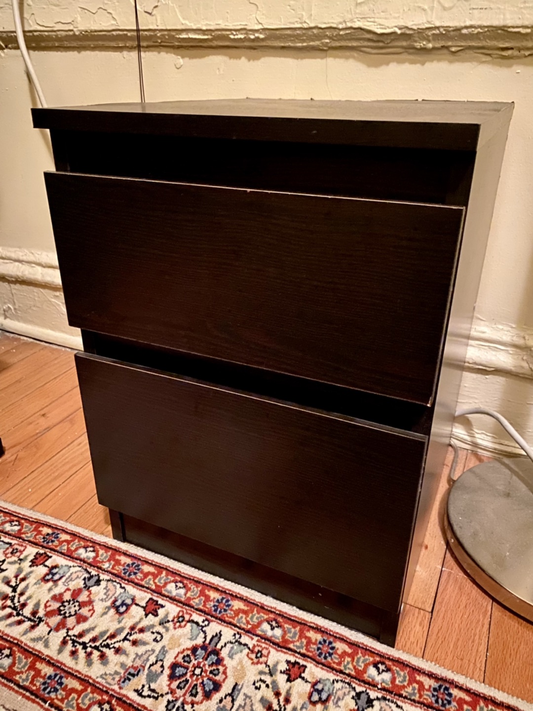 Small black 2 drawer bedside table 