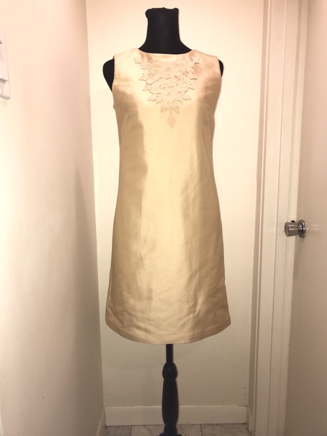 Zarina gold dress with lace embellishment, 42