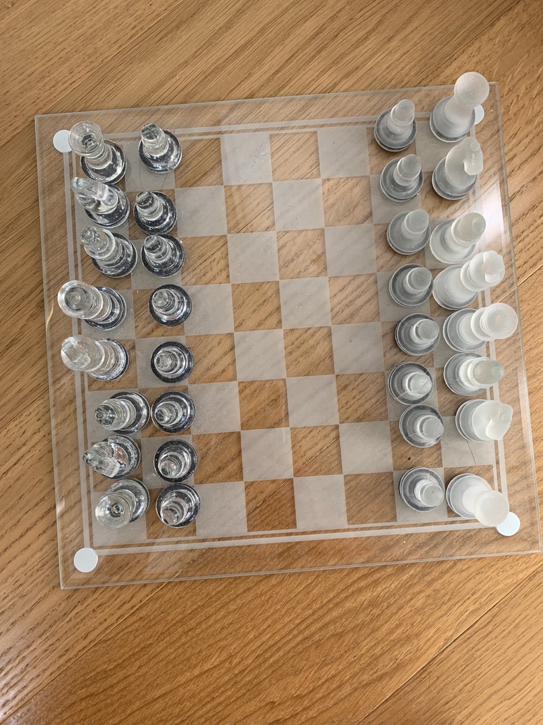 Mini glass chess set