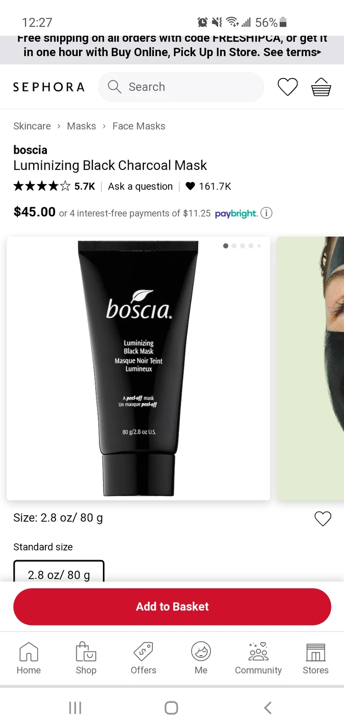 Brand new Boscia Luminizing Black Mask retails $45 at Sephora thumbnail