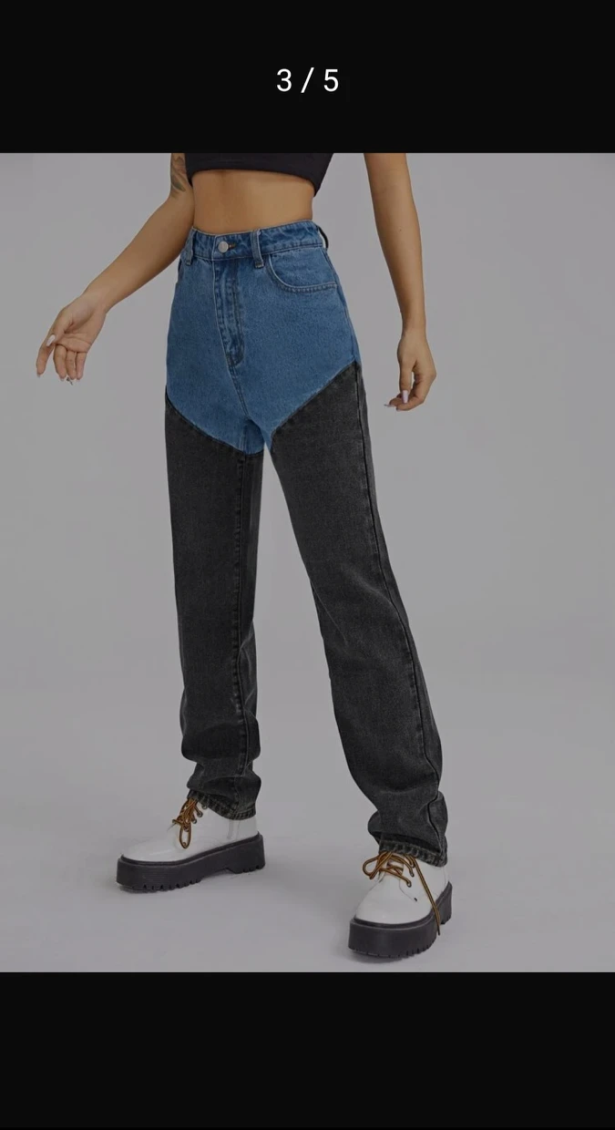 High waisted colour block Jeans image indicator(4)