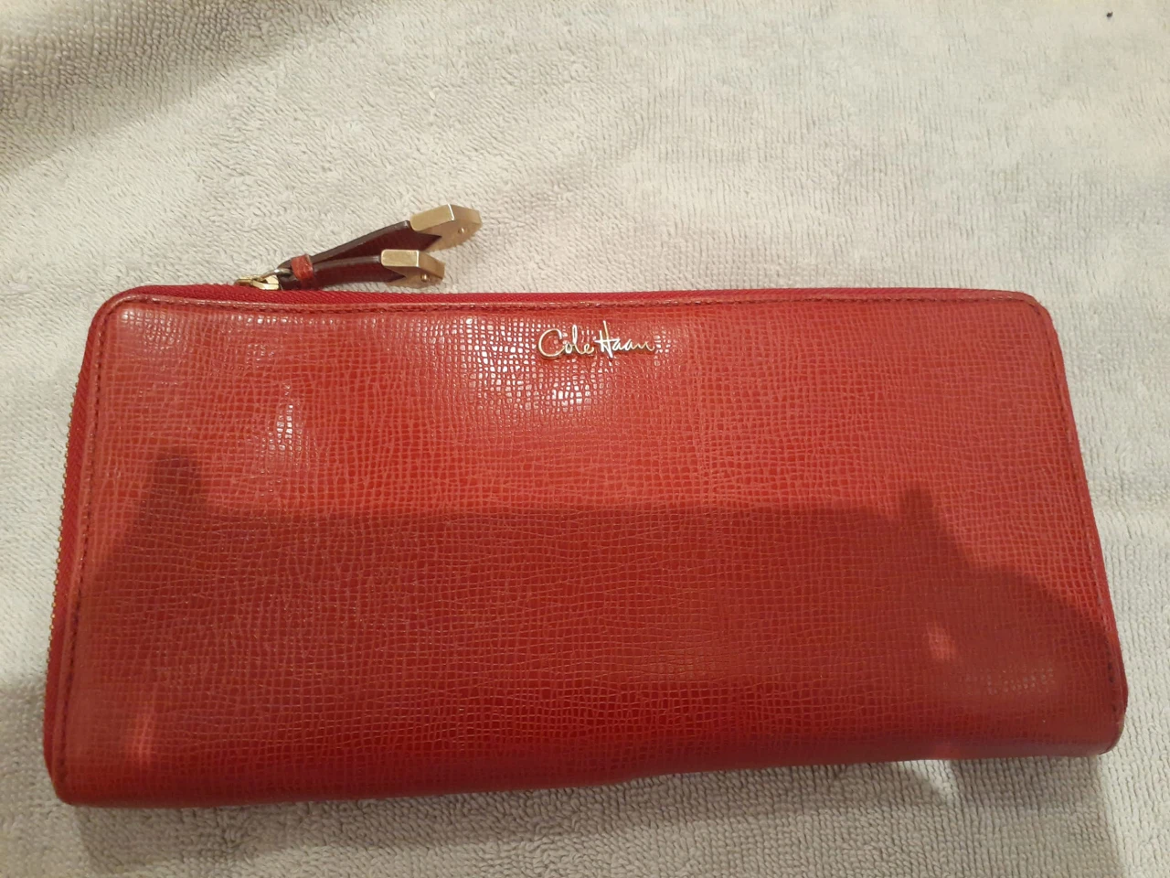 Cole Haan Red Genuine Leather Clutch/Travel Wallet