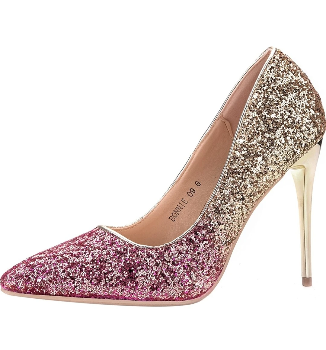 Mila Lady (BONNIE09) Women Glitter Pointed Toe Pumps High Heel thumbnail