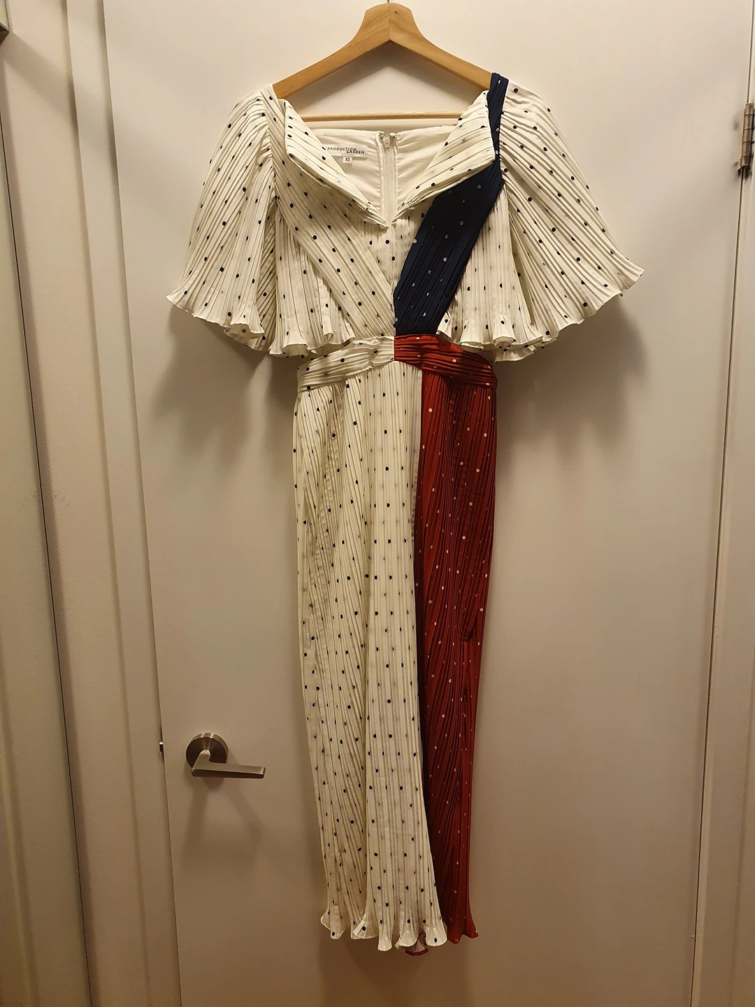 pleated asymmetrical polka-dot long dress - photo 4