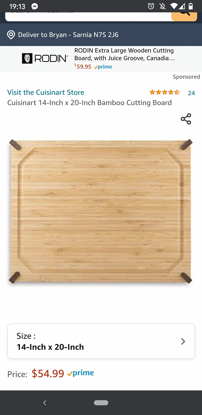 Large Bamboo Cutting/Charcuterie Board by Cuisinart, thumbnail