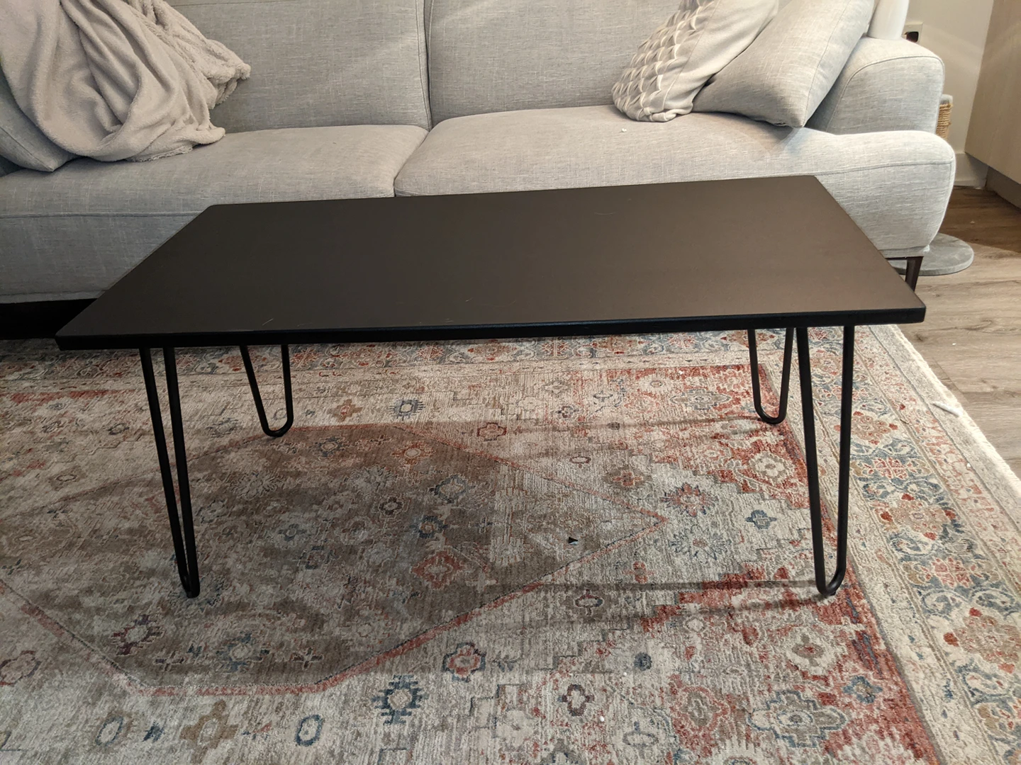 coffee table - black with hairpin legs - photo 2
