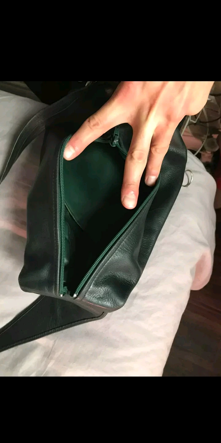 genuine leather real Emerald green cross body bag image indicator(4)