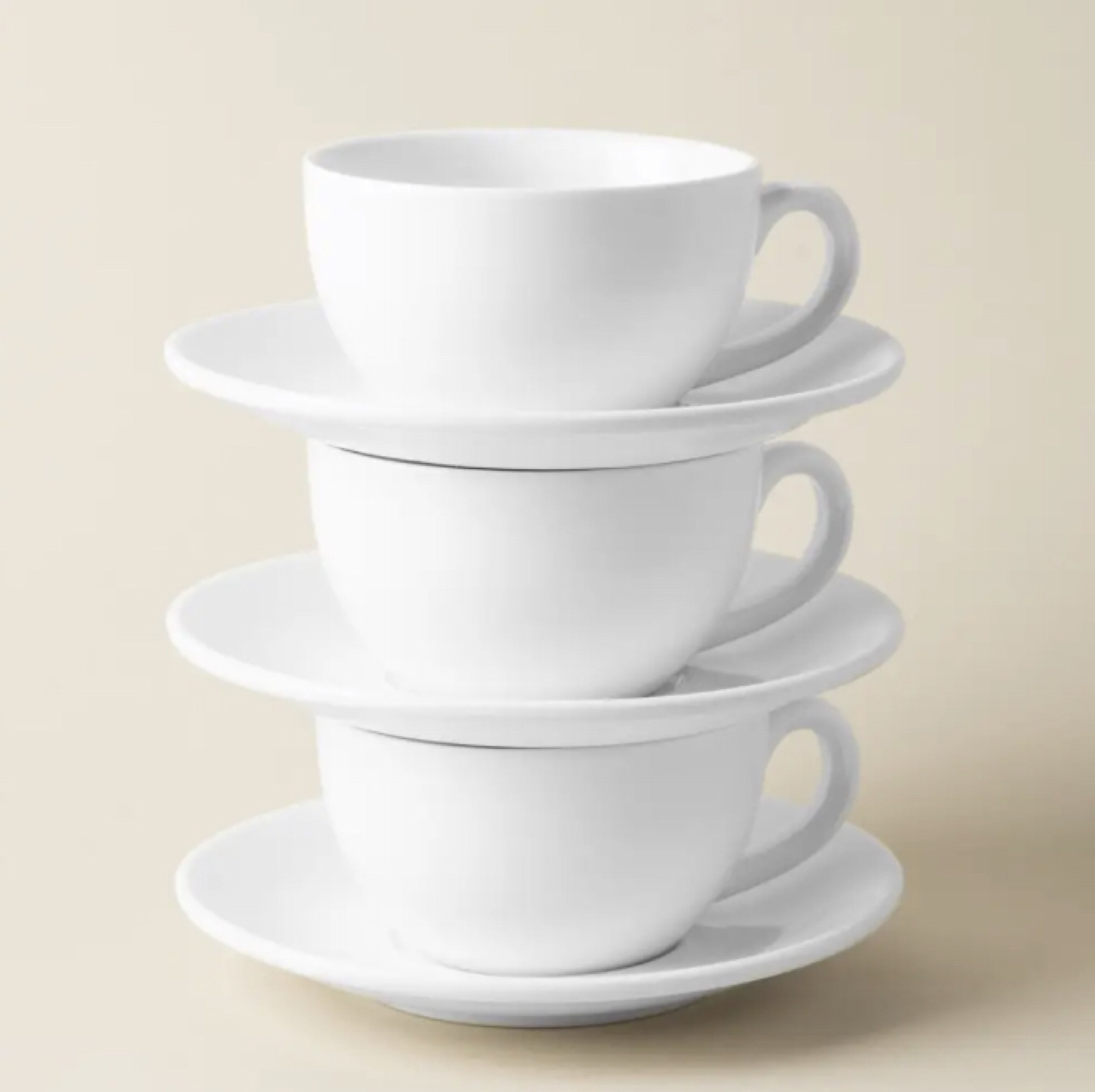 White Porcelain Tea Cups & Saucers: service for 8 - photo 3
