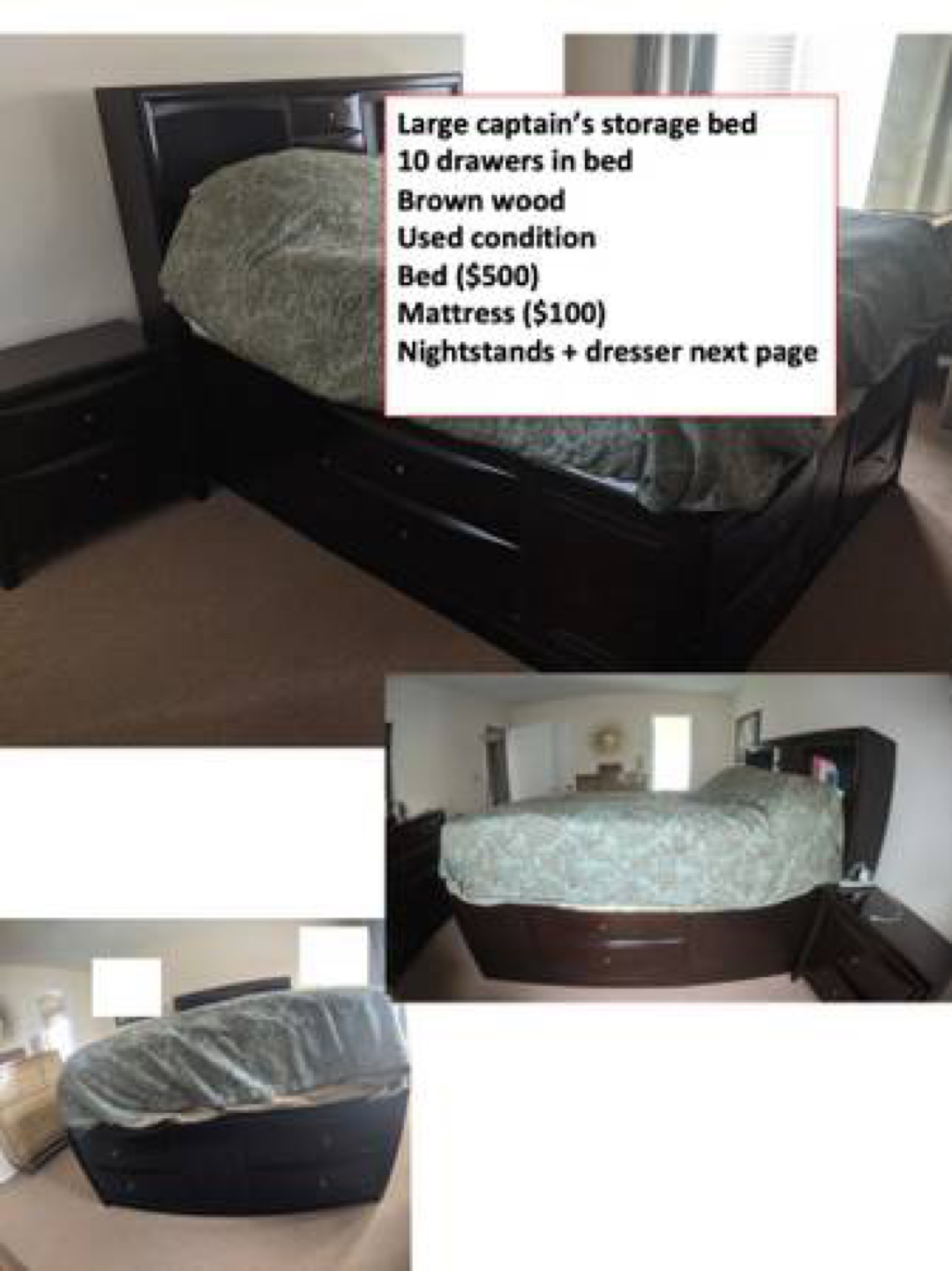 Queen Size Captain’s Storage Bed 